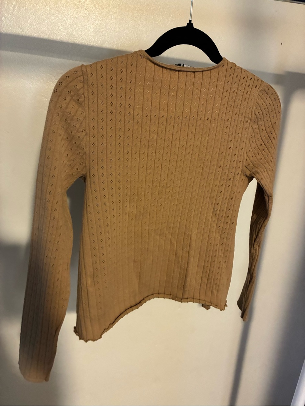 Nikka K Small  Tan Open-Front Ribbed Knit Cardigan - Picture 2 of 3